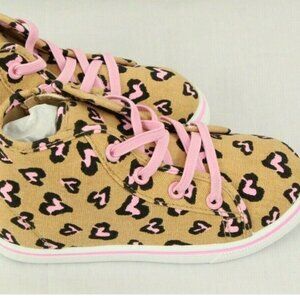 just fab fabkids printed mid top sneaker cheetah heart pink hearts 4Y